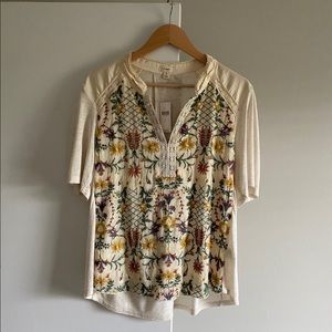 Anthropologie Eliana Floral Embroidered Top NWT